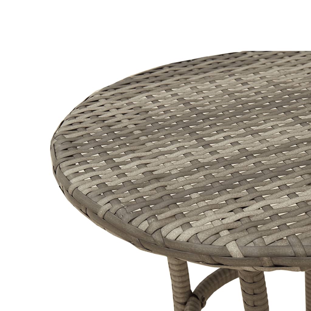 3 Piece Bistro Set with Cushions Grey Poly Rattan