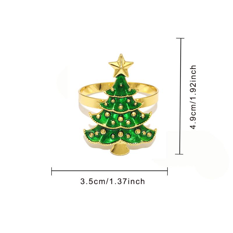 1/6Pcs Christmas Napkin Rings Xmas Tree Ornaments Christmas Home Kitchen Dinner Table Decoration New Year Party Supplies