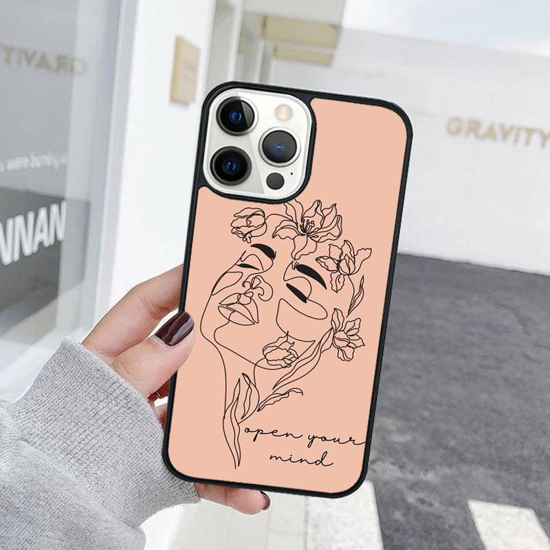 Line Art Sketch Flower Girl Phone Case For iPhone 17 Air 15 16 Cover  11 13 14 Pro Max 12 Plus Max Fundas