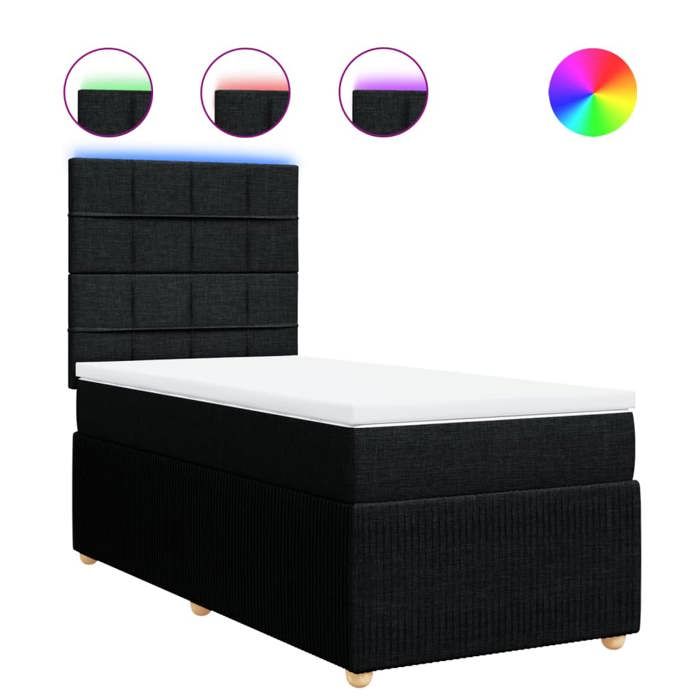 VidaXL Sommier à lattes de lit avec matelas Noir 100x200 cm Tissu 3294269