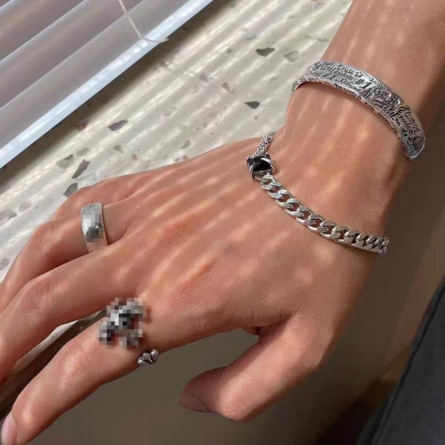 Thai silver graffiti bracelet female ins niche design cold wind Japan and Korea ·