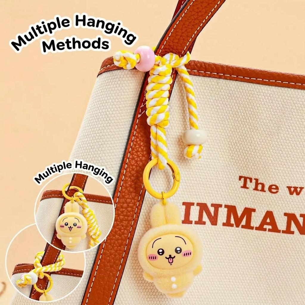 Cute Yellow Rabbit Plush Keychain 12Cm Soft Stuffed Animal Doll Kawaii Anime Fluffy Hanging Pendant Bag Backpack Decoration Gift
