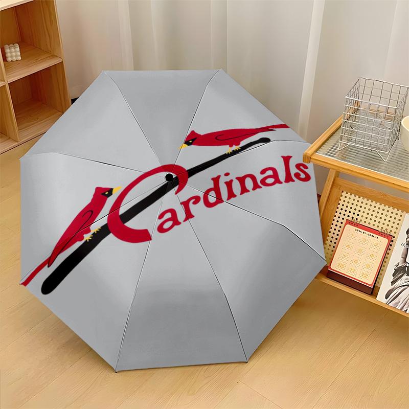 St. Louis Cardinals Print Auto 8?Ribs Folding Umbrella Wind Resistant Lightweight Automatic Umbrella For Daily Travel
