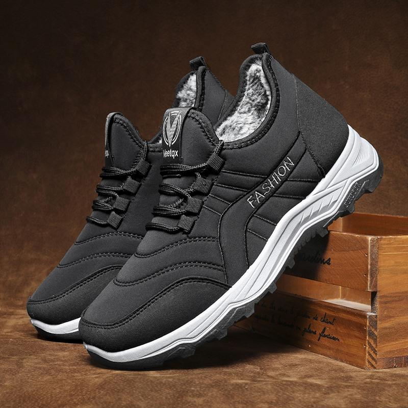 

2024 Новые зимние теплые меховые зимние ботинки мужские повседневные ботинки без застежек удобные кроссовки нескользящие ботинки мужская обувь Zapatos Hombre 39 чёрный