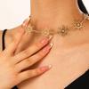 All Match Gold Color Sun Link Collarbone Necklace for Women 2024 Modern Trend Creative Alloy Sexy Short Choker Charm Zircon