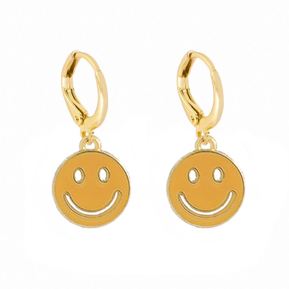 

Trendy Geometric Alloy Smiley Earrings Fashionable Multicolor Hollow Design