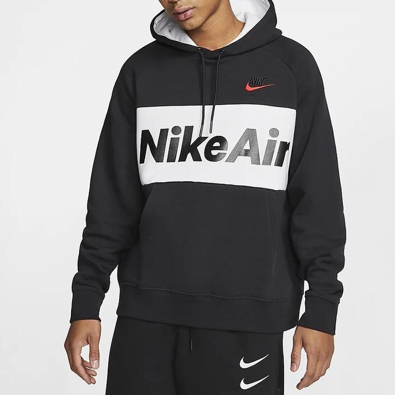 Nike Alphabet Logo Print Colorblock Hoodie Men Hoodies Black CJ4825-010