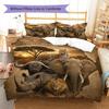 African Animals Pattern Bedding Set Quilt Cover Pillowcase Home Decor Gift (1 * Duvet Cover + 2 * Pillowcase, Without Core)