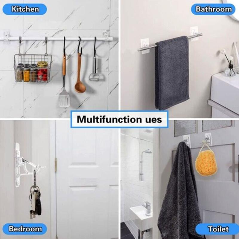 1 Par Suporte Adesivo para Varão de Cortina Ganchos Ajustáveis Sem Pregos para Uso em Casa Banheiro