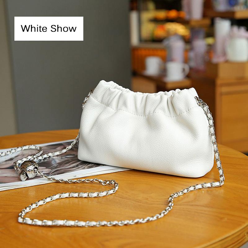 Настоящая телячья кожа маленькая сумка через плечо сумка плетеные цепочки женские сумки — фото 6