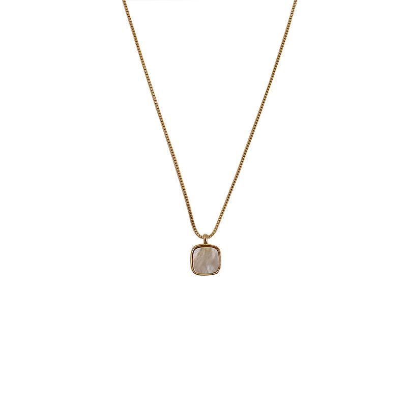 14K Gold-Plated Mother-of-Pearl Pendant with S925 Sterling Silver Clavicle Chain - Simple Korean Style for Women