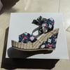 Fashion Bohemian Style Thick Heel Sandals High Heels Fish Mouth Women Sandals Platform Flowers Ribbon Beach Shoes Sandalias De Mujer