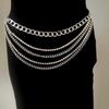 Fashion Geometric Chain Body Chain Metal Rhinestone Claw Chain Multi-layer Tassel Waist Chain Women