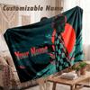 Custom Name Flannel Blanket,Demon Slayer Lightweight Warm Bed Blanket For Couch & Holiday Gift