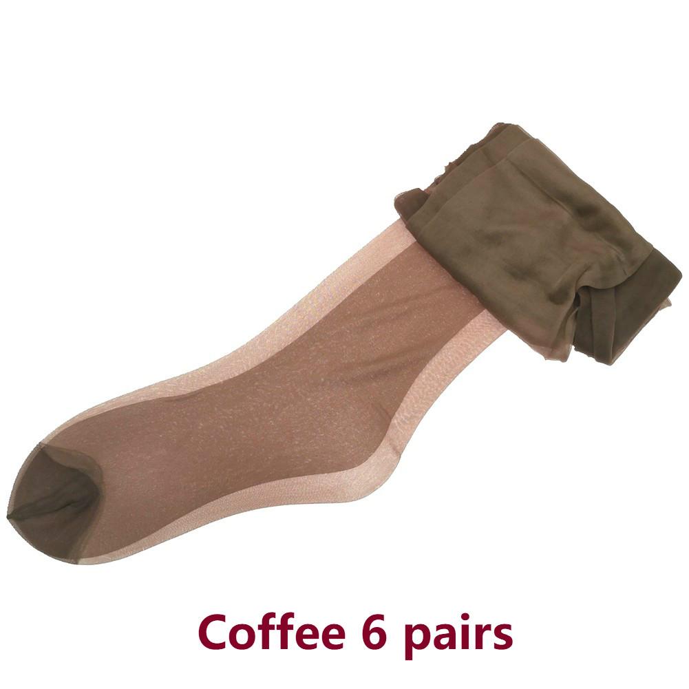 6 Pairs Women'S Plain Tops Sheer Thigh High Stockings Nylons For Garter Belt 5Den Reinforced Toe Pantyhose For Women