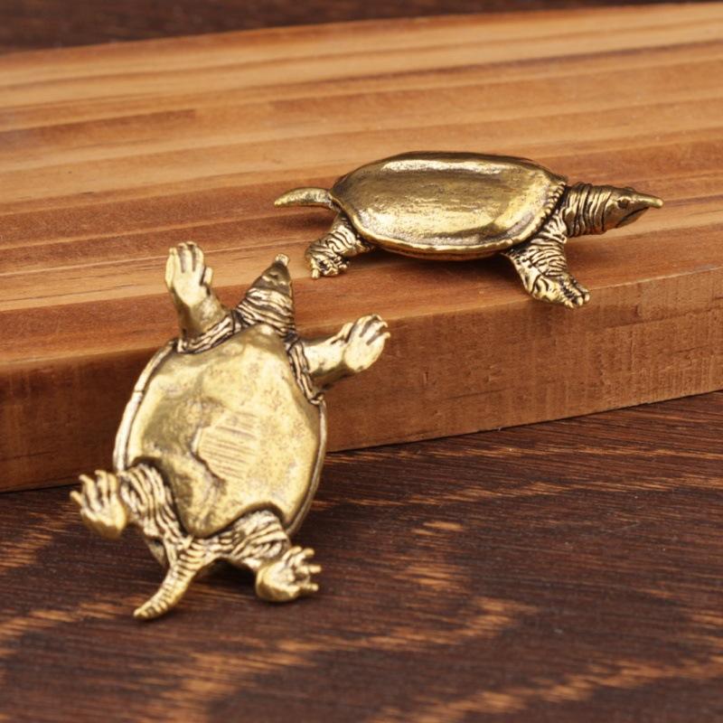 Retro Messing Schildkröte Ornament Statue Metall Tier Skulptur Home Büro Dekoration Ornament Tee Haustier Handwerk