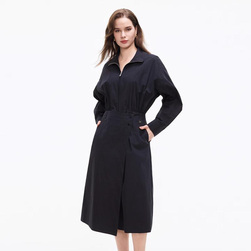 Elegant Irregular Hem Long-Sleeve Midi Dress S