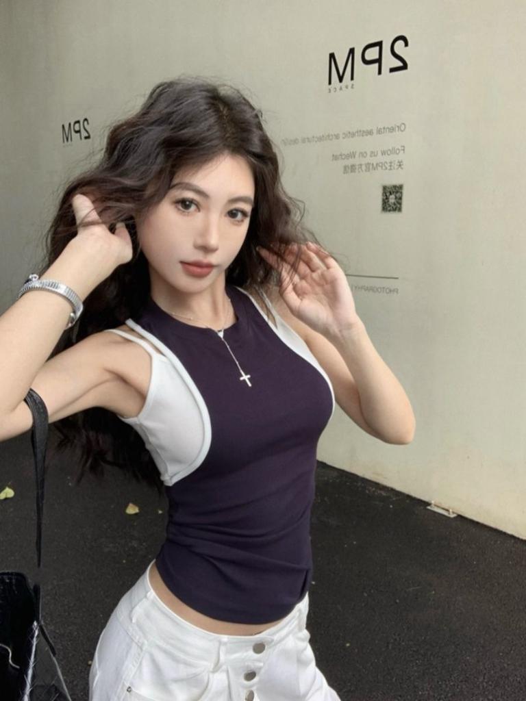 Women Sling Tees Casual Vest Design Fashion Sexy Lady Tops Girls Y2K Tops T-shirts Sleeveless