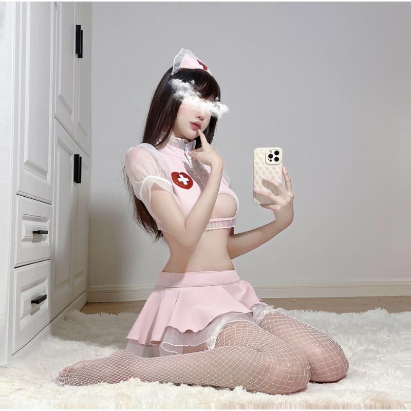 Sex lingerie sexy breast leakage nurse uniform cosplay hollowed out hip uniform seduces women from passion and pure desire