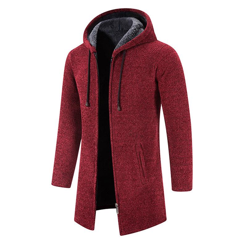 Men s 2024 AutumnWinter Fleece-Lined Chenille Knit Cardigan Trench Coat M 2980₽