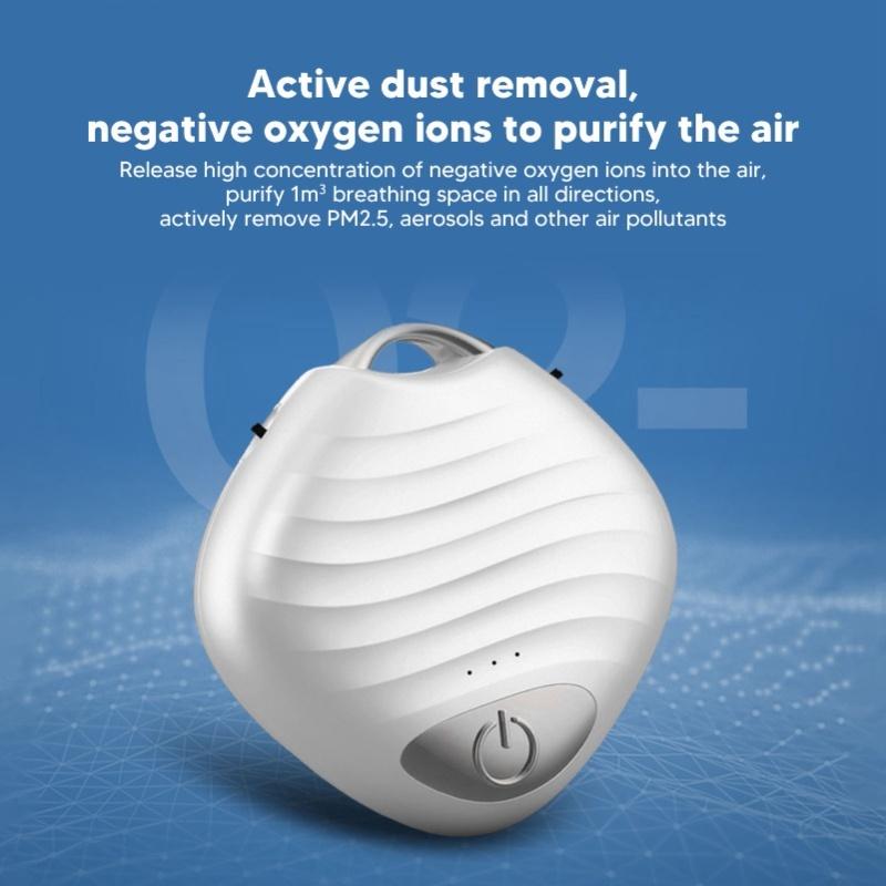 Mini Wearable Air Purifier Smoke Odor Removal Portable Negative Ion Air Purifier Necklace For Car Travel White