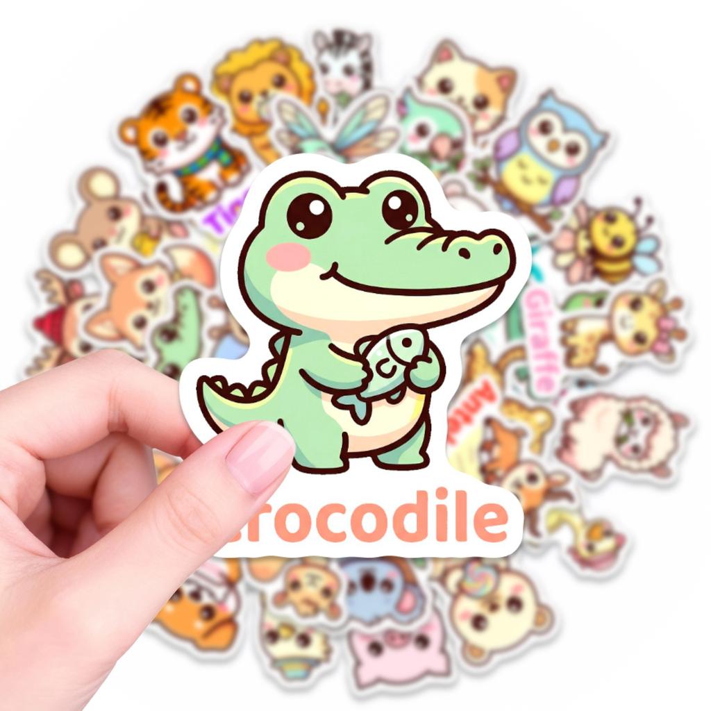 50 Cute Cartoon Animal Stickers Children'S Hand Account Decoration Waterproof Stationery Stickers Creative Stickers Small Fresh