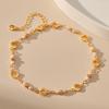 Women Minimalist 18k Gold Plated Brass Pearl Circle Beaded Thin Anklet