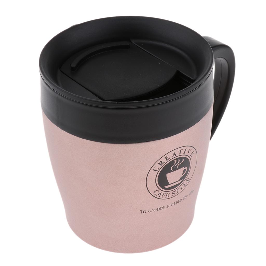 Insulated Travel Mug Coffee Cups with Spoon Food Grade Stainless Steel Water Bottle 350ml