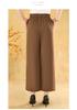 Mom's High-Waisted Summer Ice Silk Pants - Straight Wide-Leg, Nine-Point Style for Middle-Aged & Elderly Women
