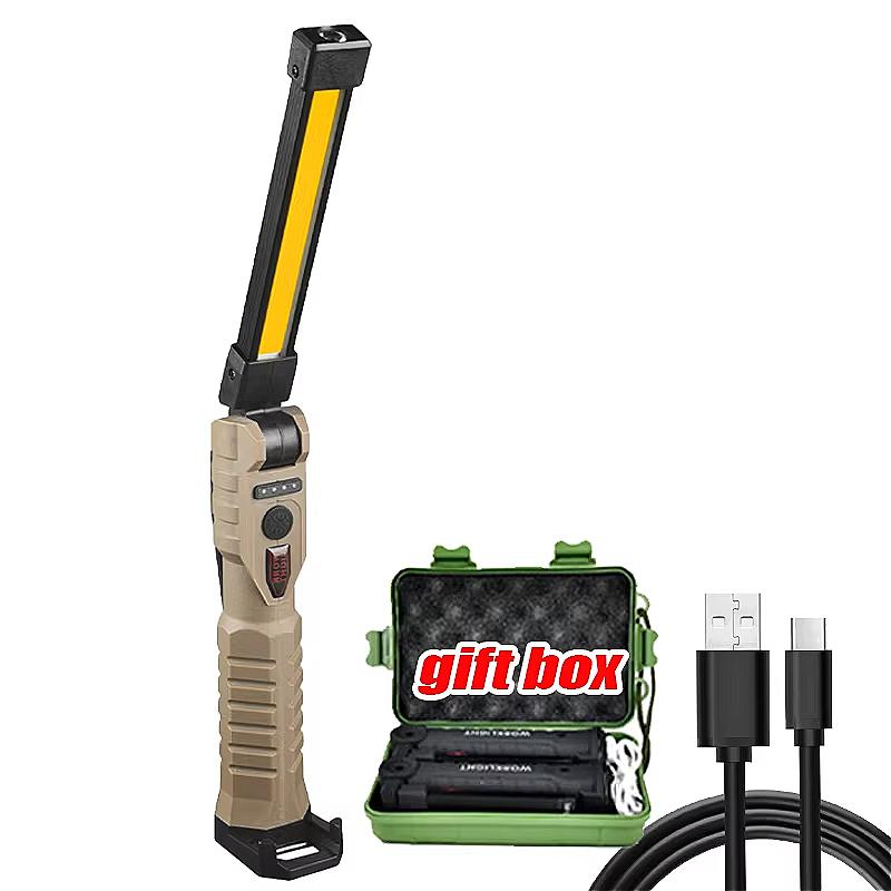 Powerful Fold Flashlight Type-c Rechargeable Lantern Built-in Battery Magnetic LED Work Lights for Camping Garage Emergency Lamp