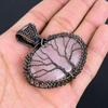 Tree Of Life Rose Quartz Gemstone Handmade Copper Wire Wrap Jewelry Pendant For Wedding Gift