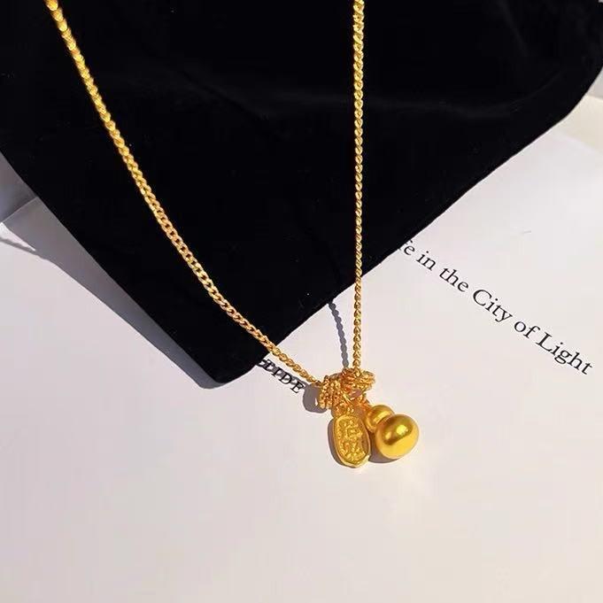 Золоченая подвеска-ожерелье в китайском стиле в виде тыквы, вдохновленное Xiaohongshu, для женщин