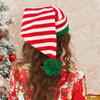 Adult Stripe Long Christmas Hat Soft Red White Green Pom Pom Knitted Hats For Women Men Elastic Warm Beanie New Year Party Gift