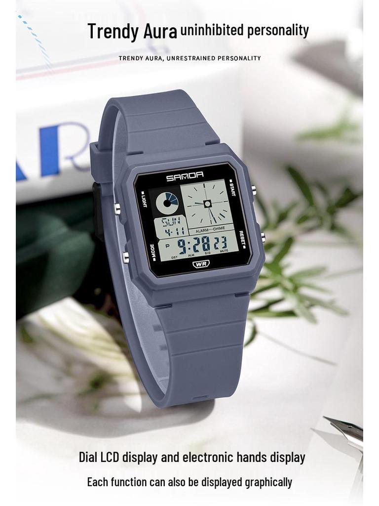 Sanda Multifunctional Waterproof Luminous Electronic Watch with World Time & Alarm - Ideal for Students