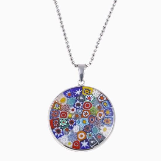 [Jewelry Walk Shinsaibashi] Venetian Glass Pendant Necklace, Made in Italy, Venetian Glass Millefiori 26mm, Multicolor [Click Post]