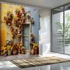 Charming Floral Doorway 3D Shower Curtain - Vibrant Yellow Flowers & Rustic Theme for Bathroom Decor, Adds Warmth and Beauty