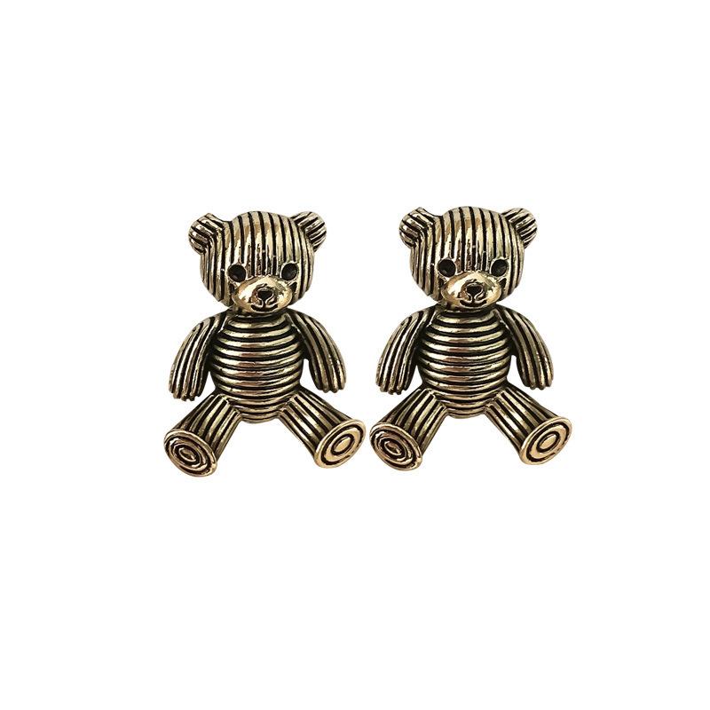 Fashionable retro cute teddy bear earrings, personalized classic women's earrings