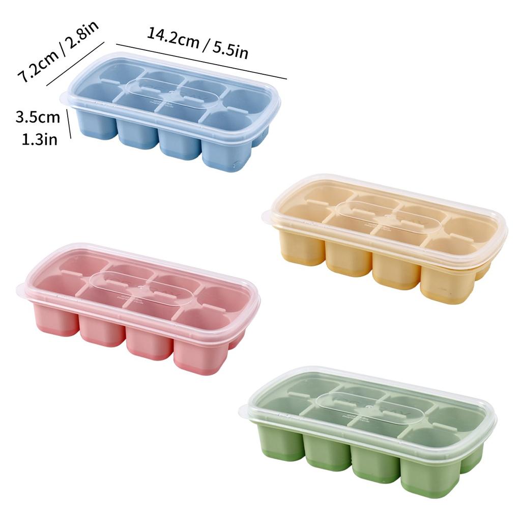 1/2/4pcs Square Plastic Ice Cube Tray With Lid 8 Grids Reusable Ice Cube Mold Refrigerator DIY Ice Maker Ice Mould For Drinks