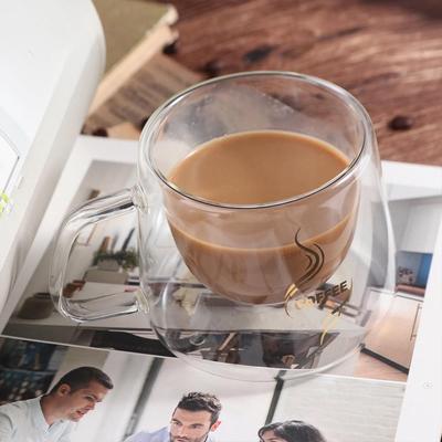 Drinkware 200ml Coffee Mug Transparent Heat-resistant Espresso Cup with Handle Double Wall Glass Home