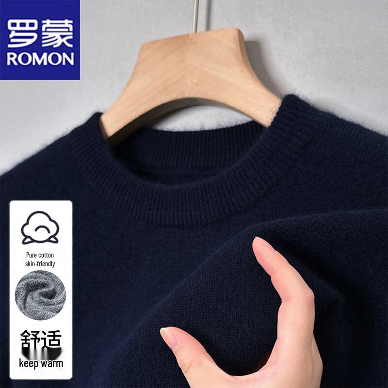 

ROMON Men s Round Neck Thickened Knit Sweater M