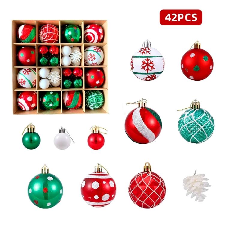 42Pieces Shatterproof Christmas Balls Ornament Bright Christmas Bauble Collections Sphere Pendant for Tree Decorating