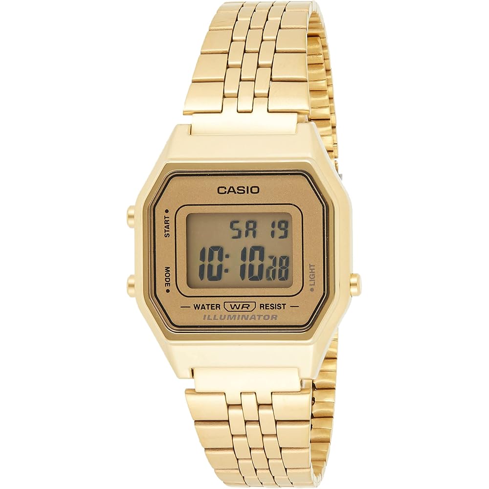Casio LA680WGA-9DF Women s Digital Wristwatch Gold Tone Stainless Steel Band
