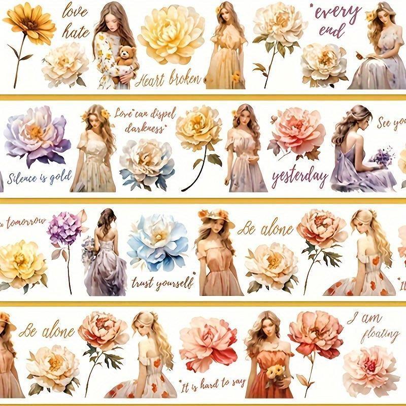 1 rotolo di nastro adesivo con tema ragazza in stile Hong Kong, manuale, scrapbooking, fai da te, decorativo, journaling, forniture