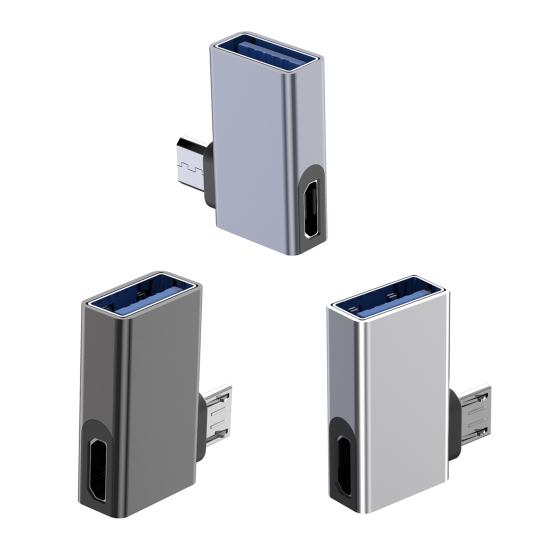Micro USB to Angled Extension Adapter USB Adapter with 90-Degree with OTG Function