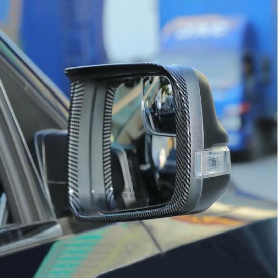 For - Dodge Ram 1500 Carbon Fiber Side Mirror Rain Eyebrow Cover Trim 2P