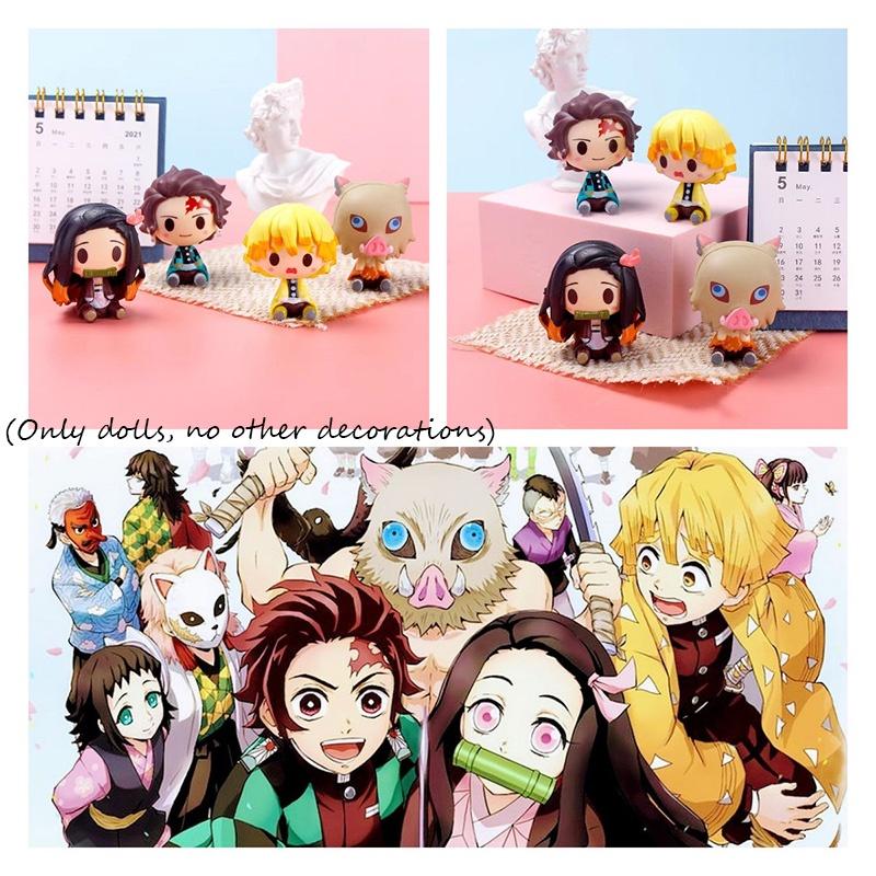 Complete 4-piece Handcrafted Pvc Figurine Set For Demon Slayer Fans