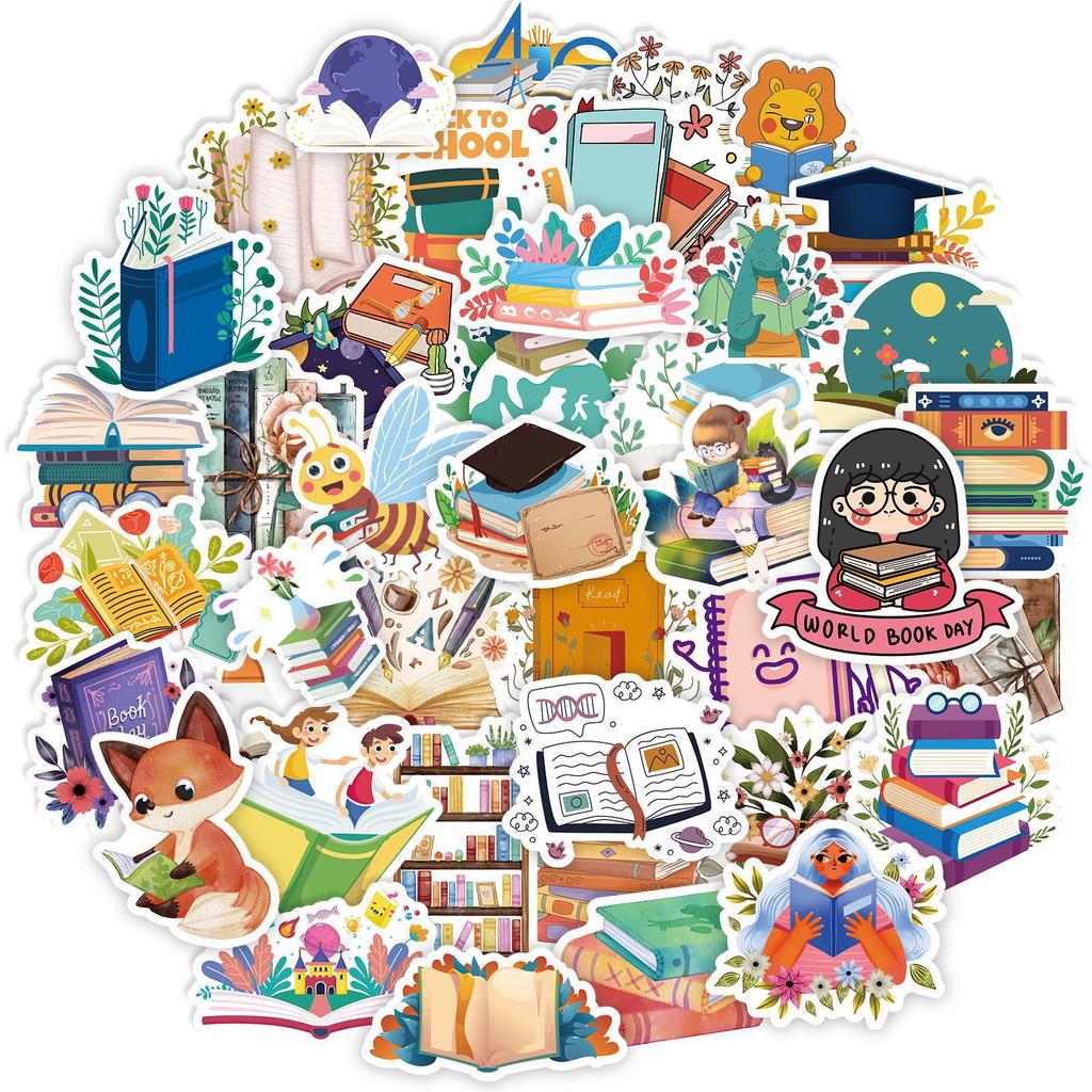 50 Books Reading Series Books Mix and Match Graffiti Stickers Car Suitcase Stationery Water Cup Waterproof Decoration