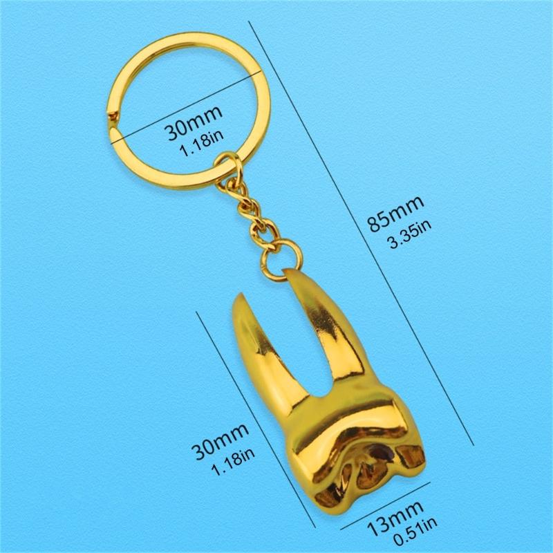 Sturdy Zinc Alloy Materials Tooth Shaped Keychain Charm Pendant Portable for Dental Professionals and Clinic Giveaways