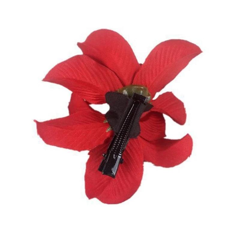 10pcs Fabric Hawaiian Double Flower Hair Clip Tropical Floral Barrettes Elegant Hairpin Beach Accessories For Women Girls