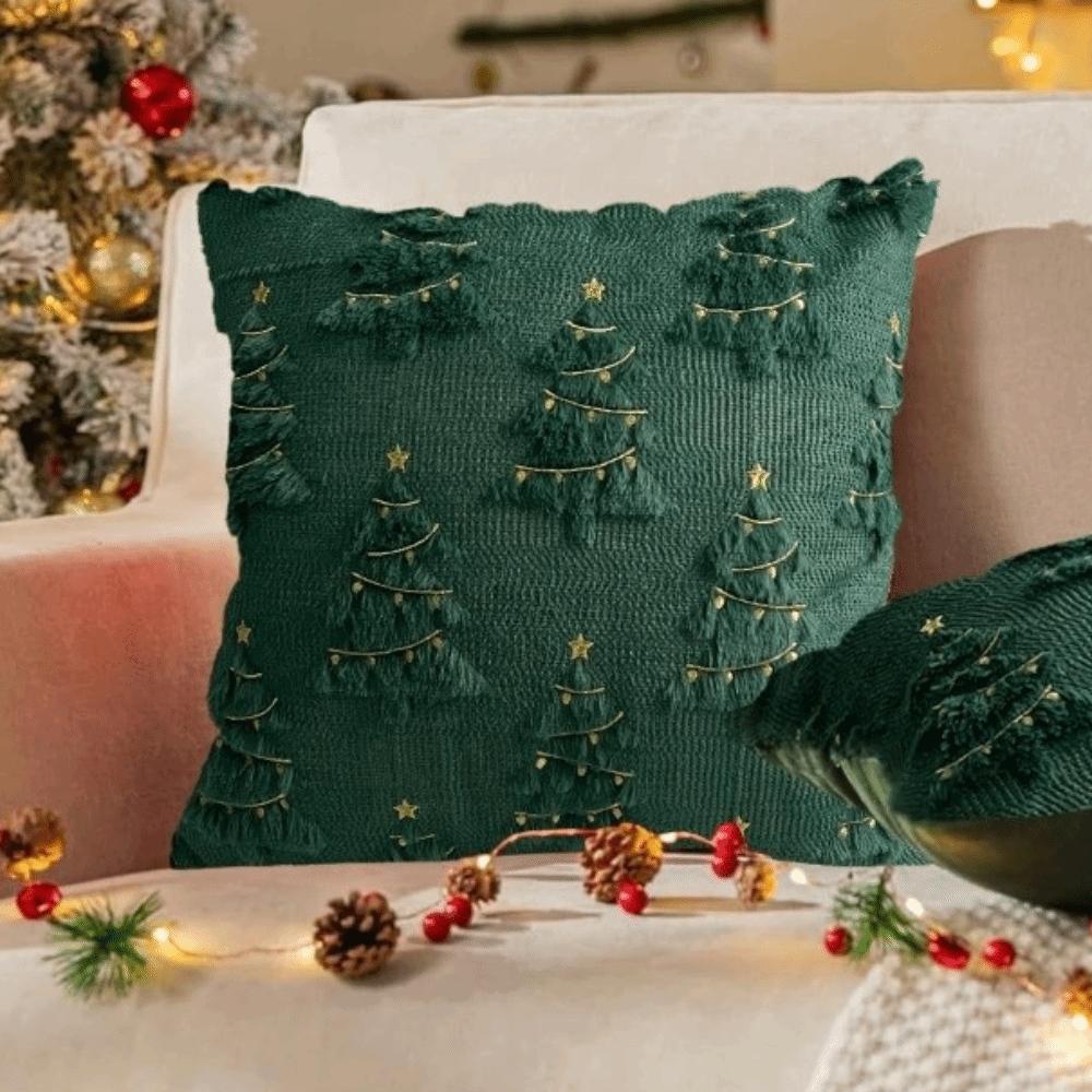 Short Plush Cushion Slipcover Xmas Tree with Light Throw Pillow Cover  Sofa Decoration
